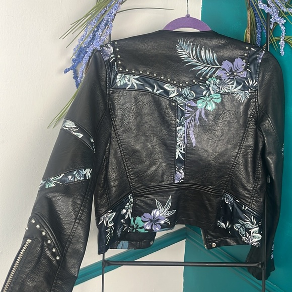 Blanknyc painted Floral Leather Jacket Sm - Picture 10 of 13